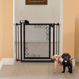 One Touch Metal Mesh Pet Gate (Option: BLK)