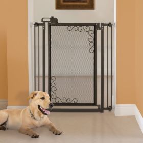 Tall One Touch Metal Mesh Pet Gate (Option: BLK)