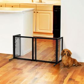 Richell Small Freestanding Metal Mesh Pet Gate (Option: BLK)